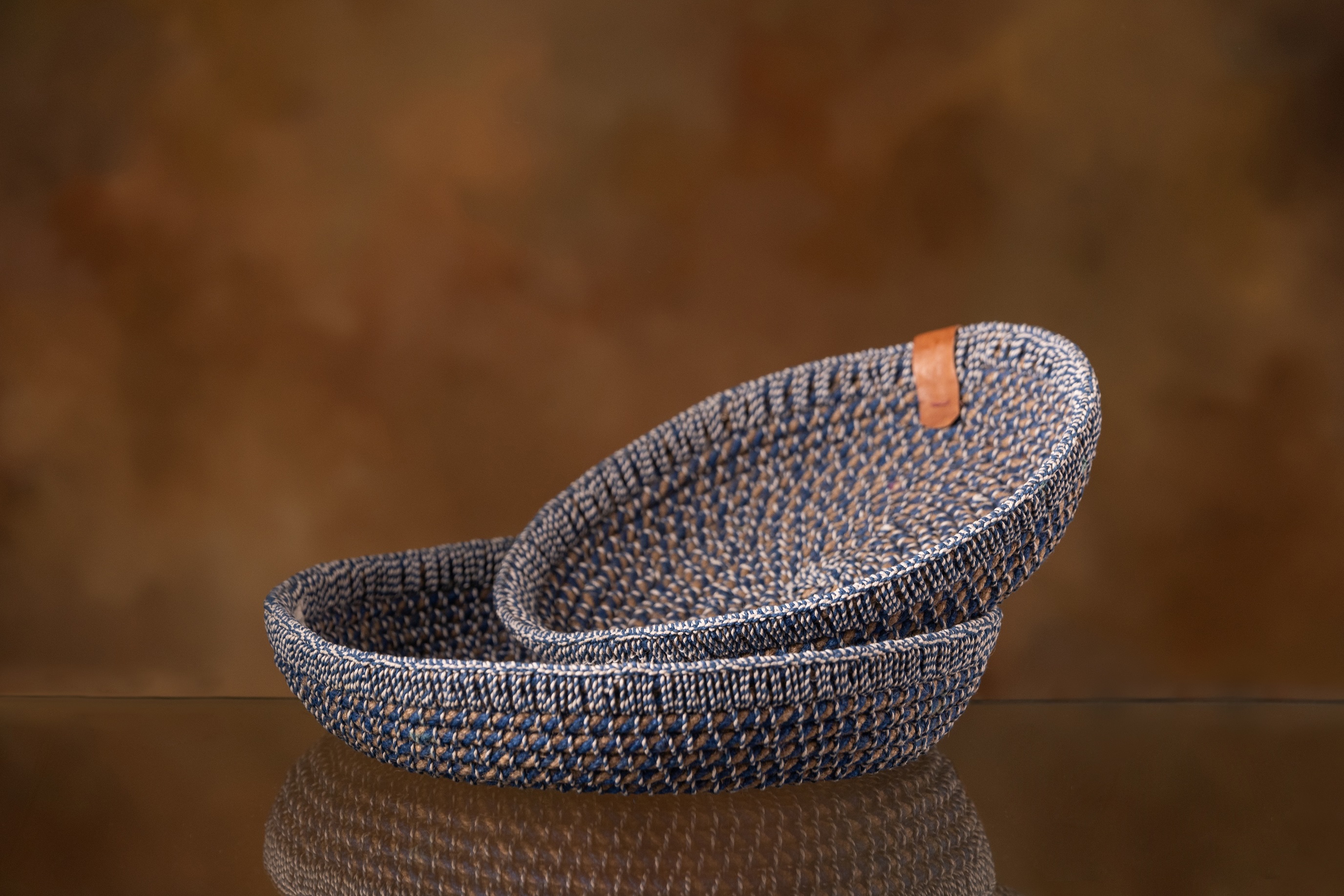 Indigo Flat Jute Tray for Gifting and Multiple Use Small 