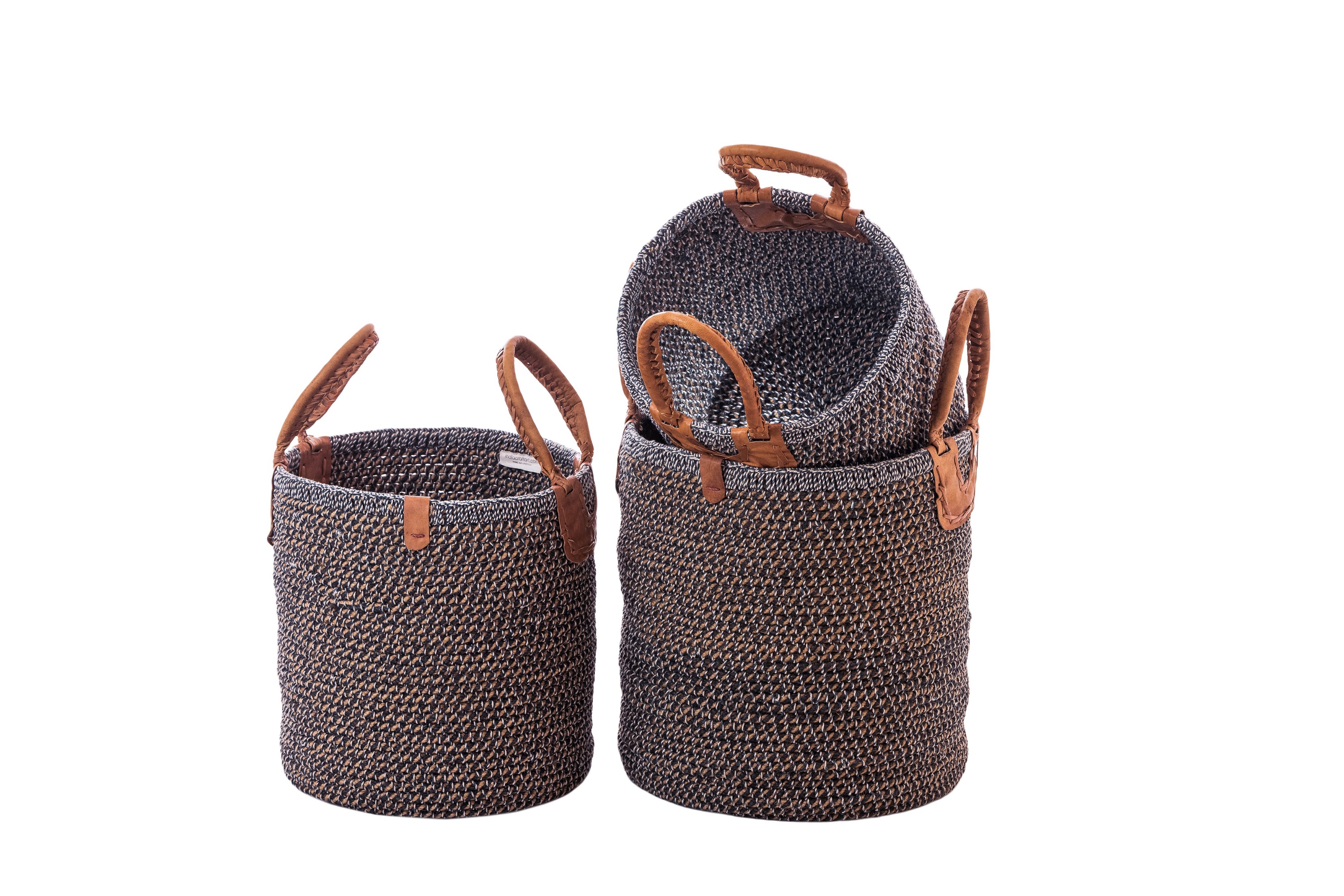 Natural Jute Basket- Black & White | Large size