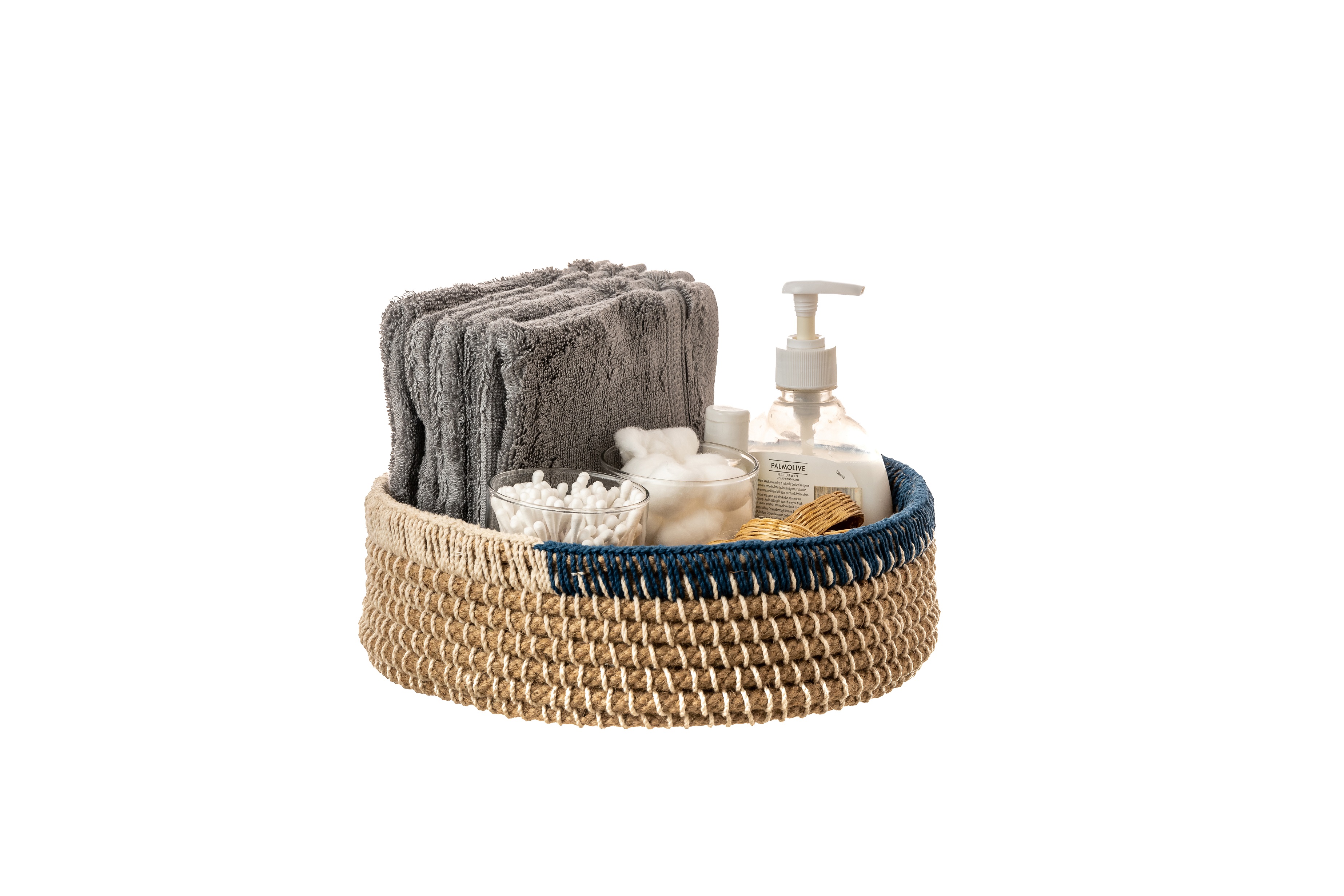 Blue and White Rim Multipurpose  Storage Gift Basket