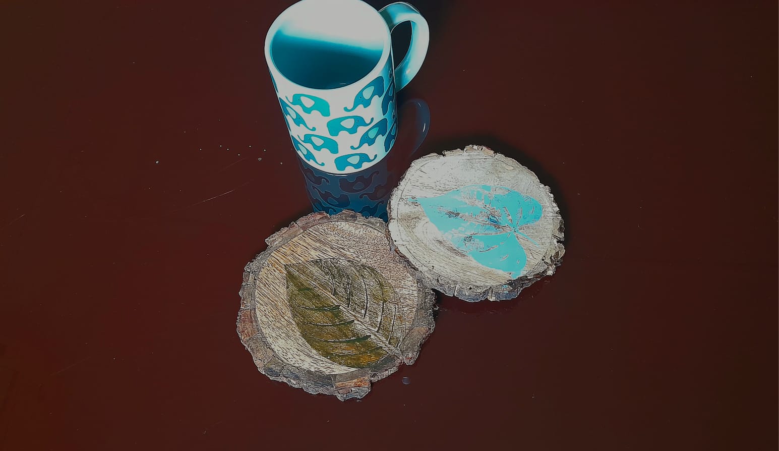Leaf print coaster
