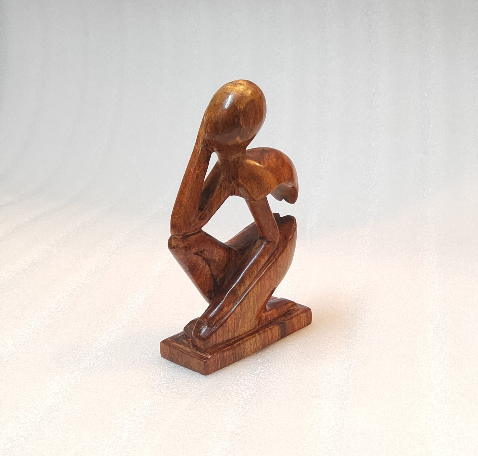 Thinking Alone Wooden Sculpture - Natural