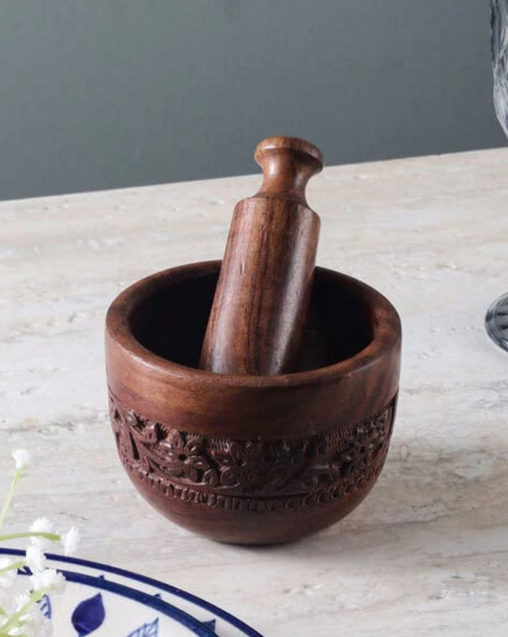 Wooden Mortar and pestle set