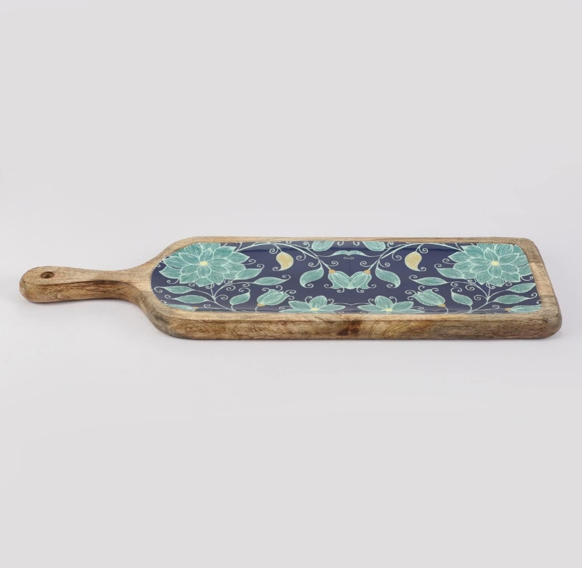 Wooden Paddle shape Platter (Blue Meena)