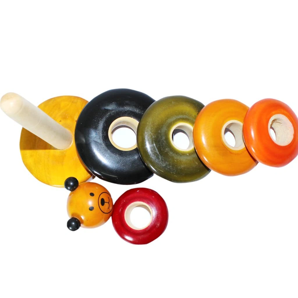 Channapatna Toys Wooden Bear Stacking Toy for Kids ( 1.5 Years+) - Multicolor