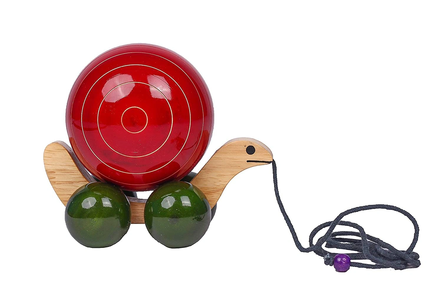 Channapatna Toys Walk-A-Long Wooden Pull Along Toy Snail for 12 Months & Above Kids, Toddlers, Infant & Preschool Toys with Attached String
