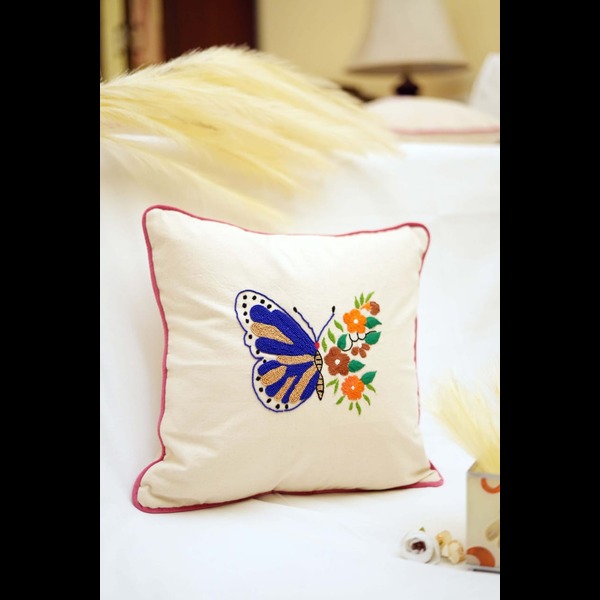 Beaded Butterfly Cushion