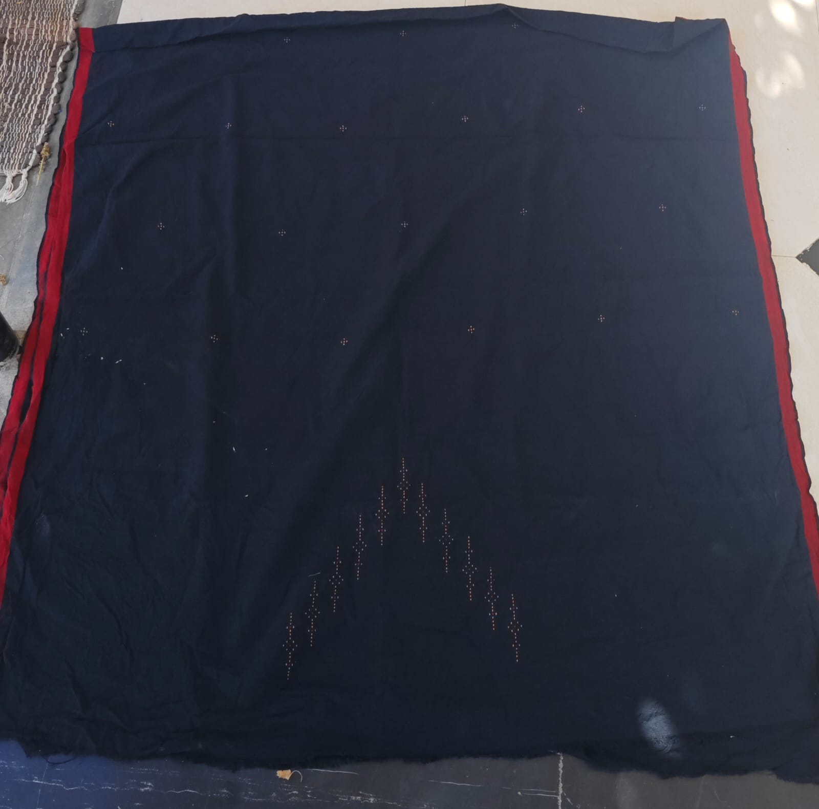 Tangaliya Handwoven Fine Cotton Kurti Fabric (Indigo)