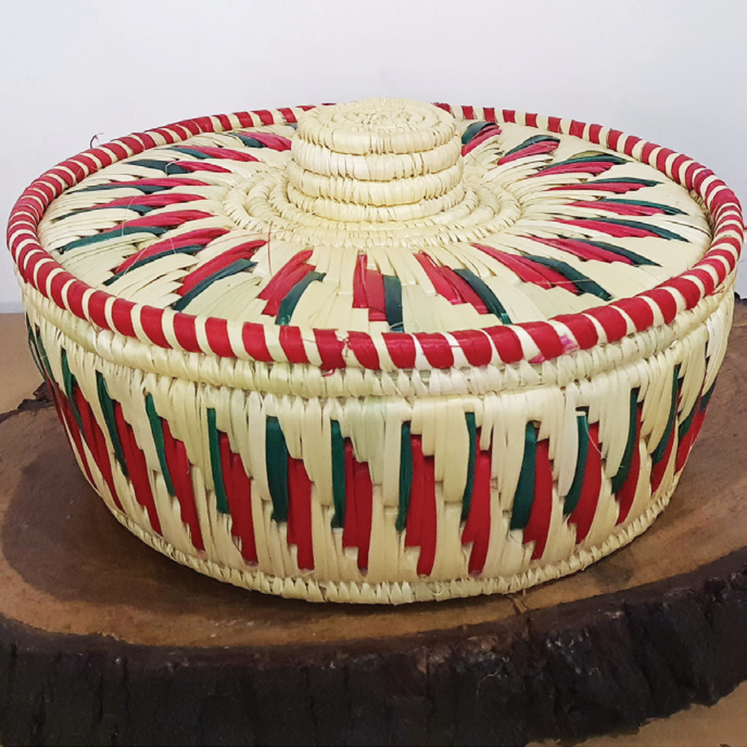Moonj Grass Handwoven Storage Basket with Lid