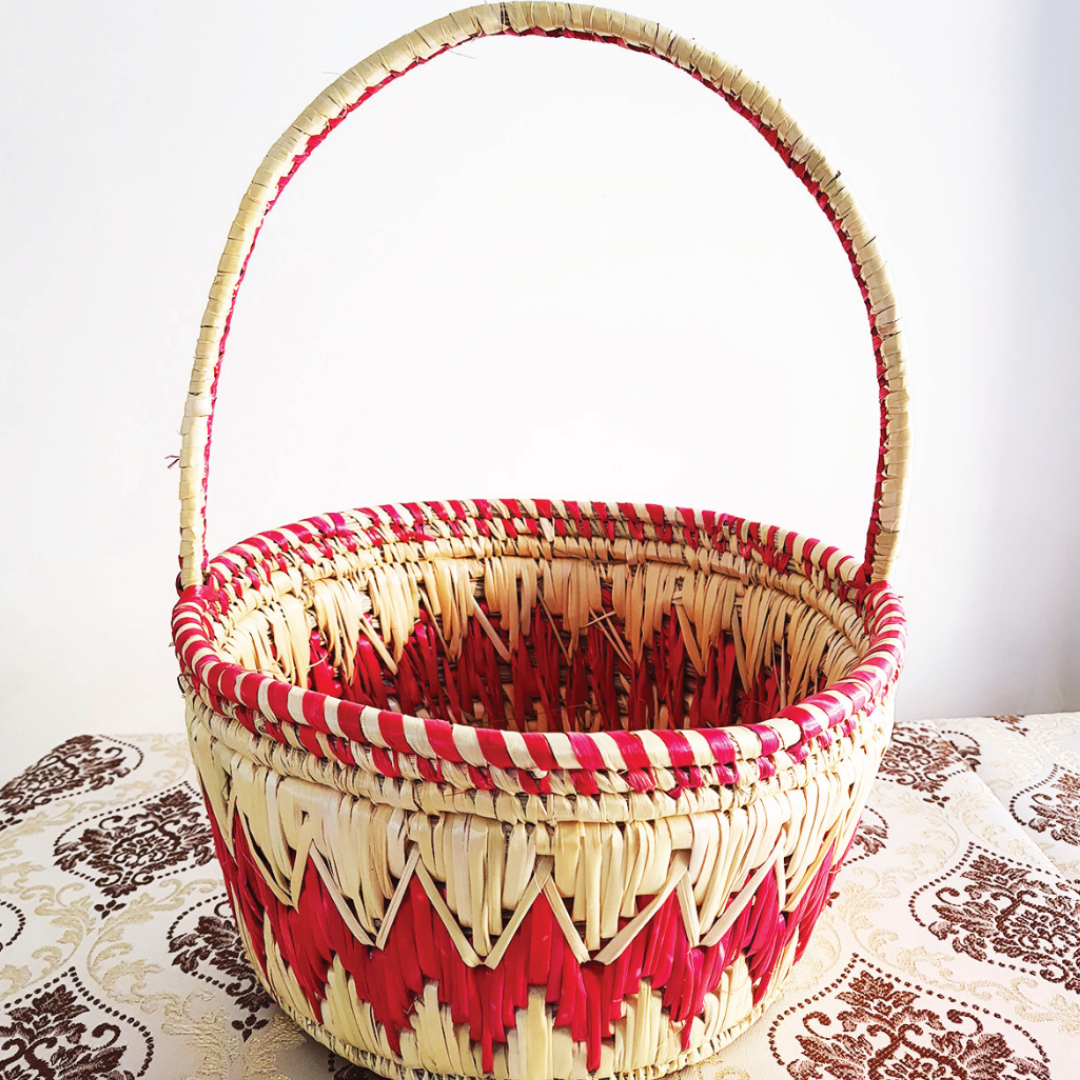 Moonj Grass Handwoven Hamper Basket with Handle