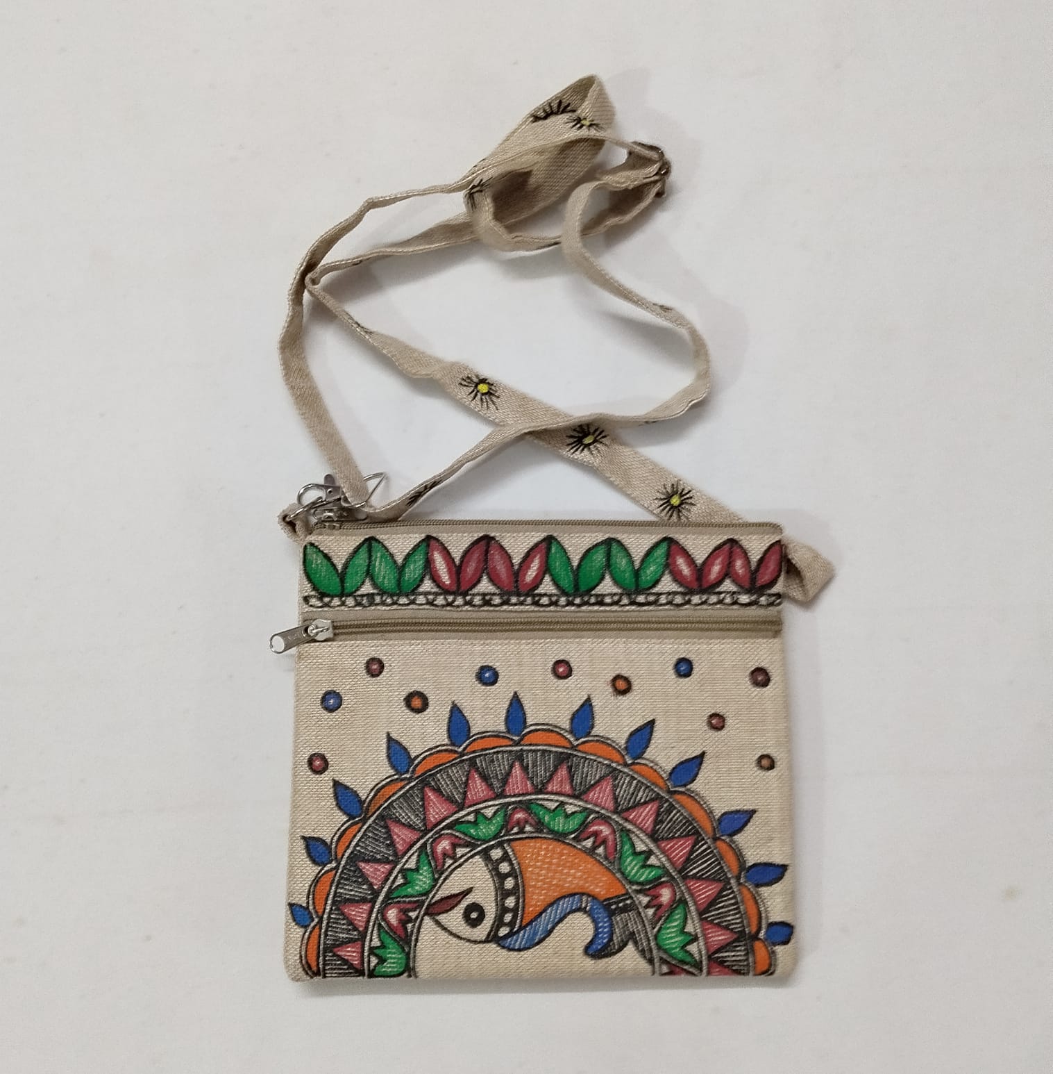Madhubani Hand-Painted Jute Sling Bag