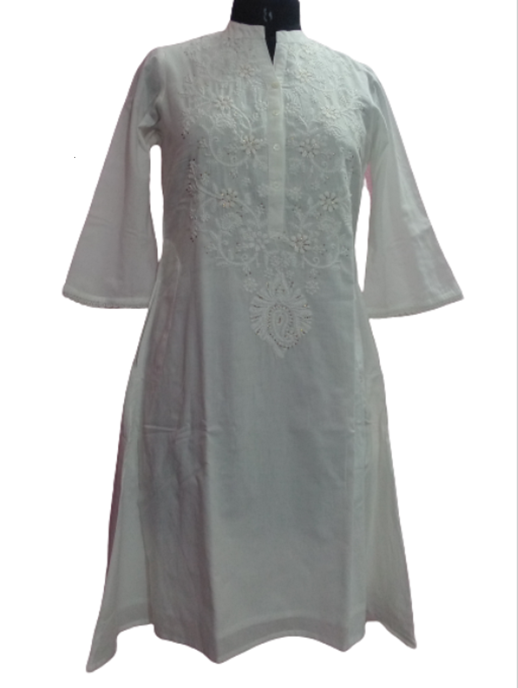   Goodwill prime Hand Embroidered Lucknow Anarkali Kurta White Chikan Women's Cotton Kurti Kurta