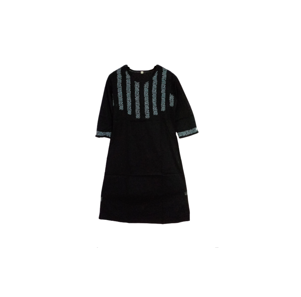   Goodwill prime Hand Embroidered Lucknow black  cotton  Lucknowi Chikan    Kurta