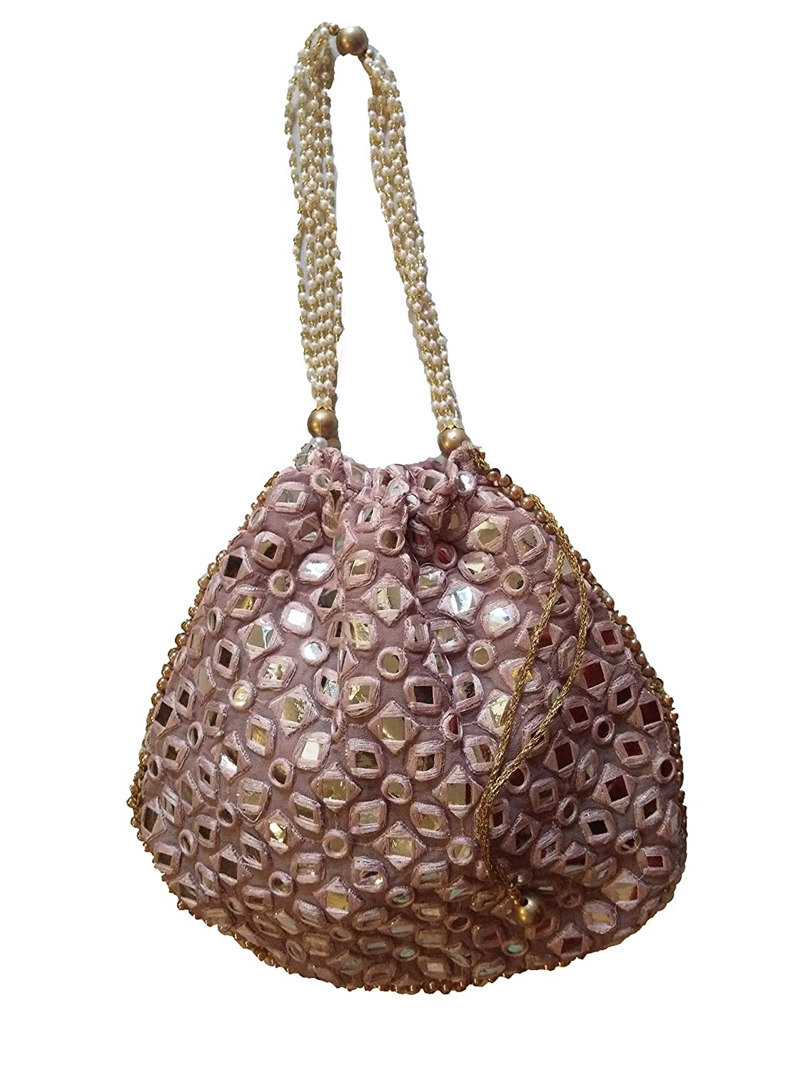 Women's Traditional Georgette Potli with Mirror Handwork (Lavender)