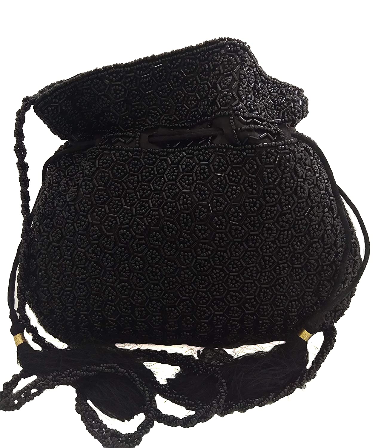 omen's Traditional Handmade Potli with Zardosi Handwork (Black)