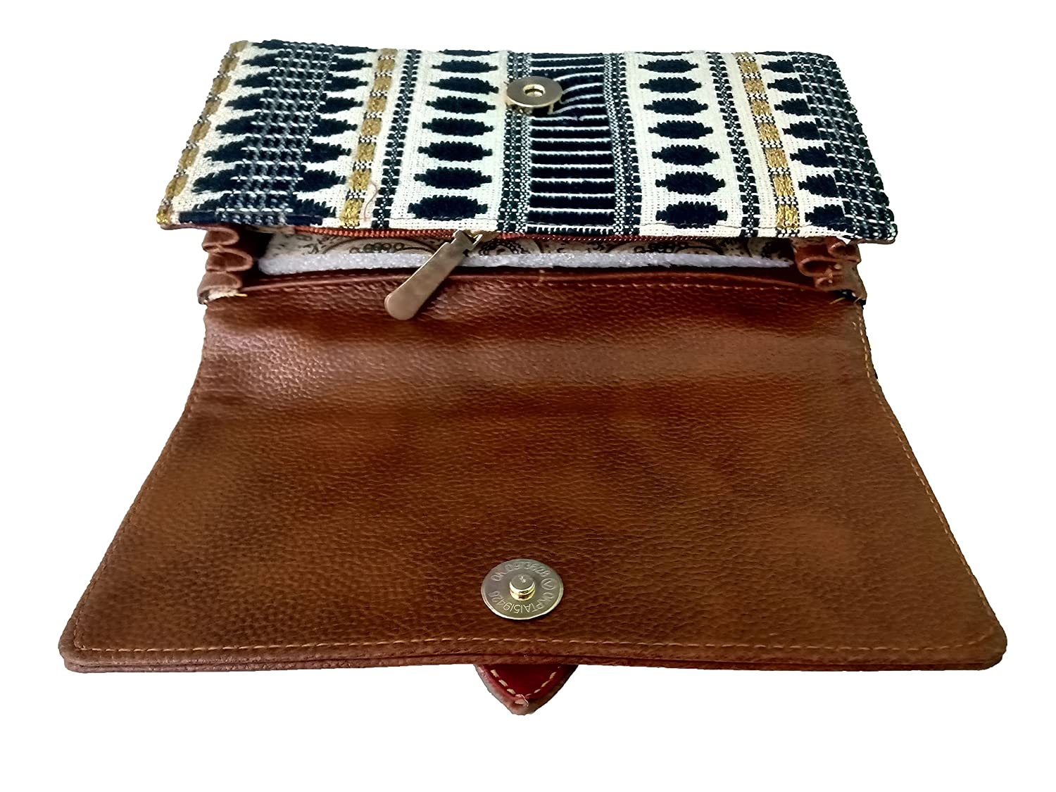 Exclusive Handmade Womens Brown And White Clutch