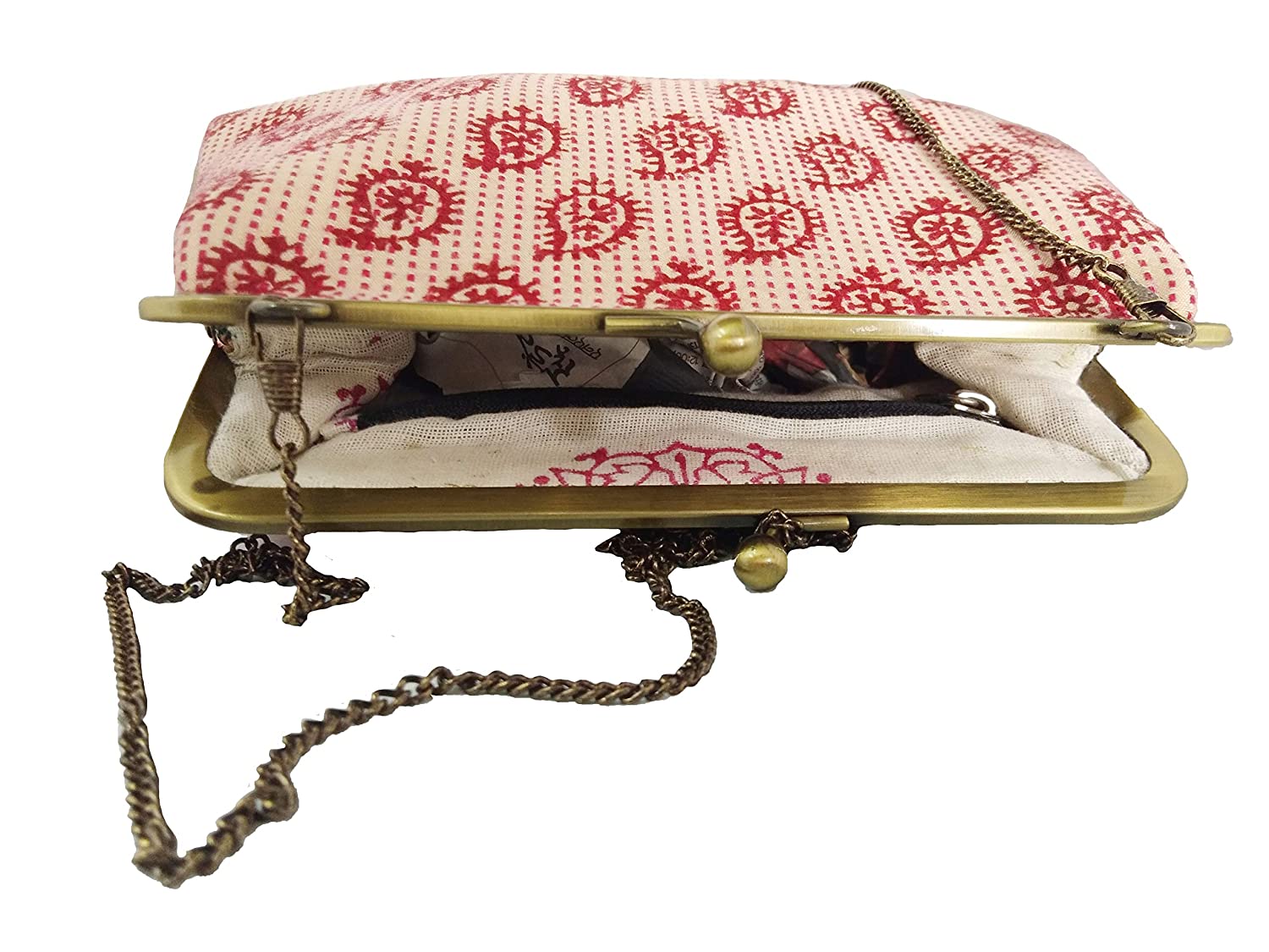 beige bagh print clutch