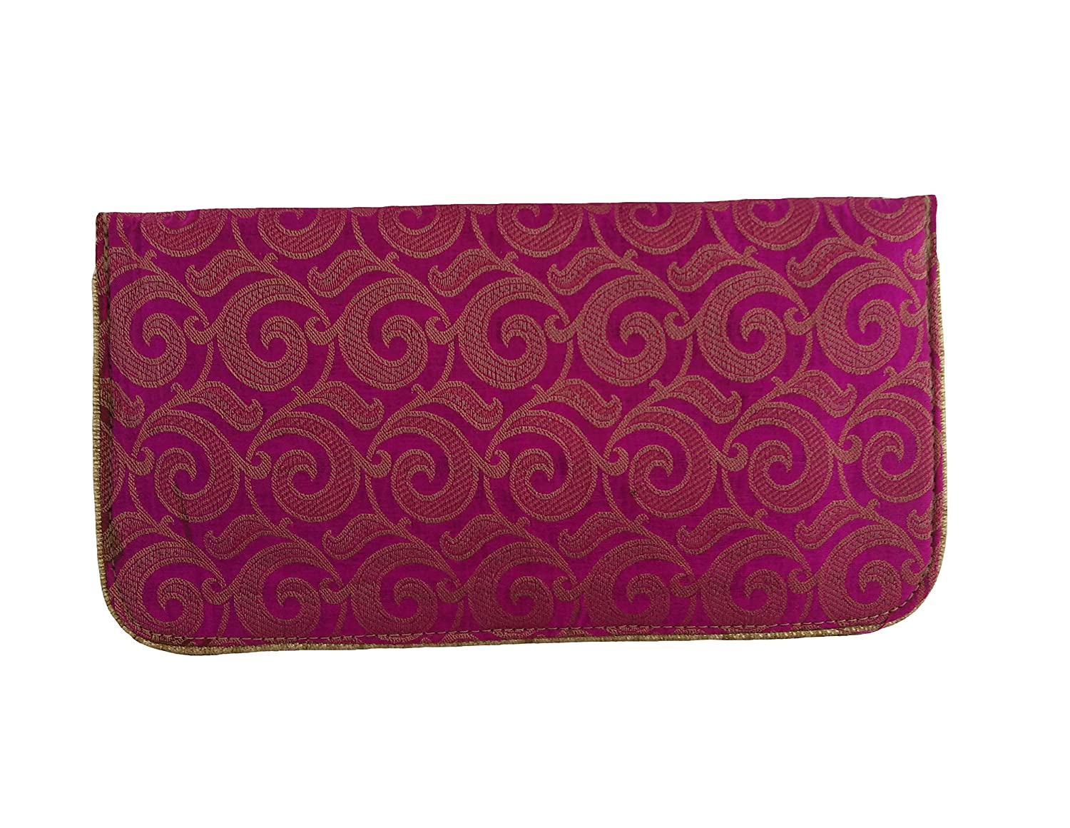 pink & golden brocade clutch