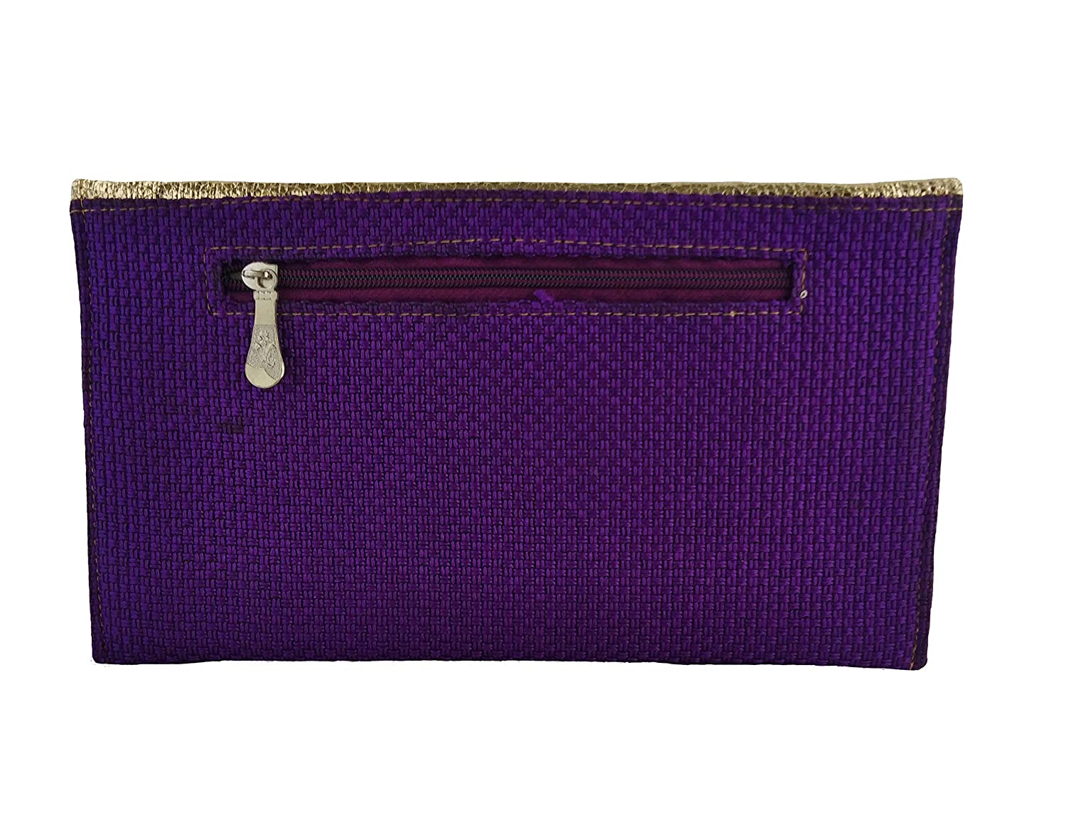 exxlusive purple & golden clor clutch