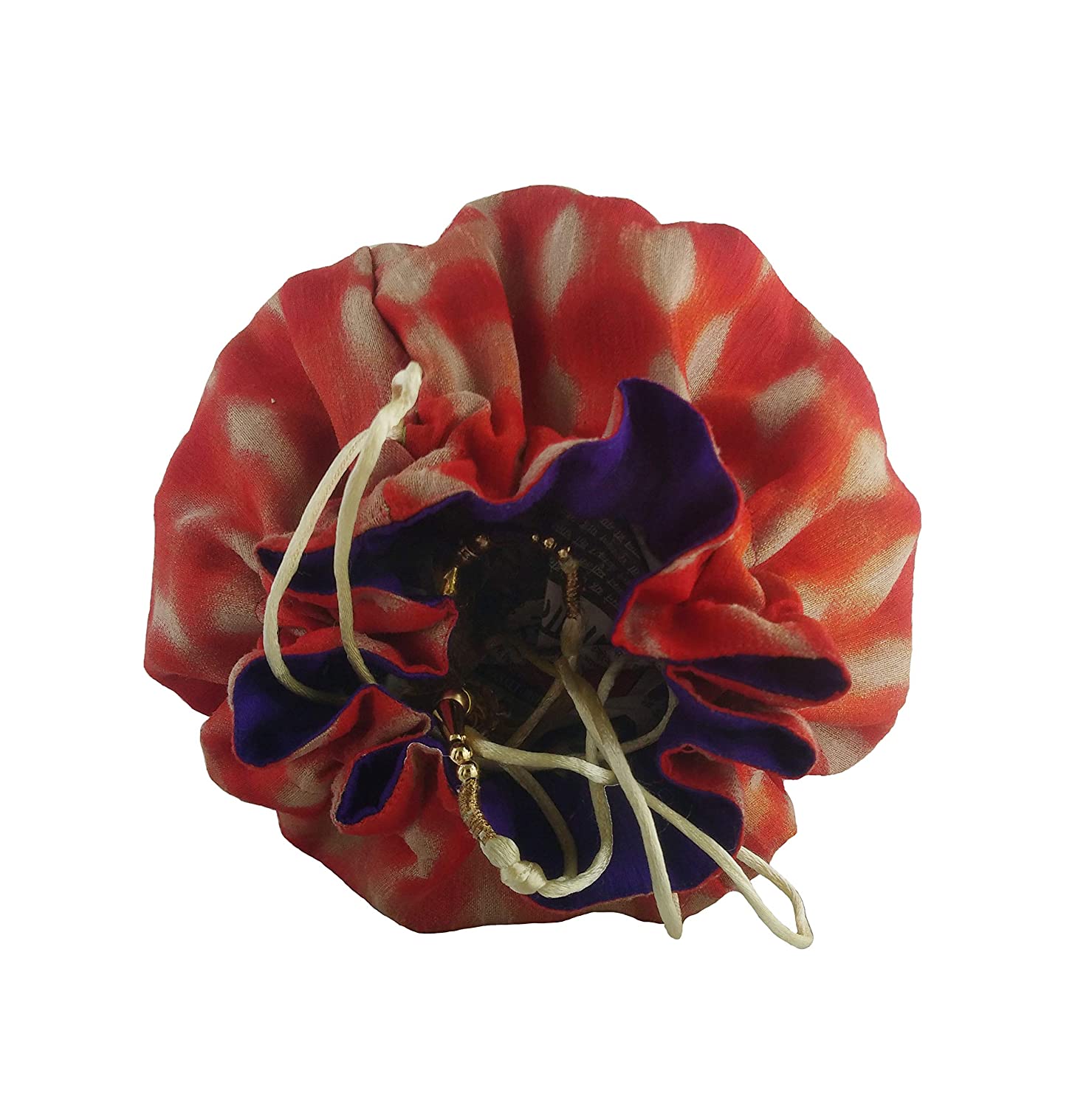 Women's Silk Potli (Orange and White)