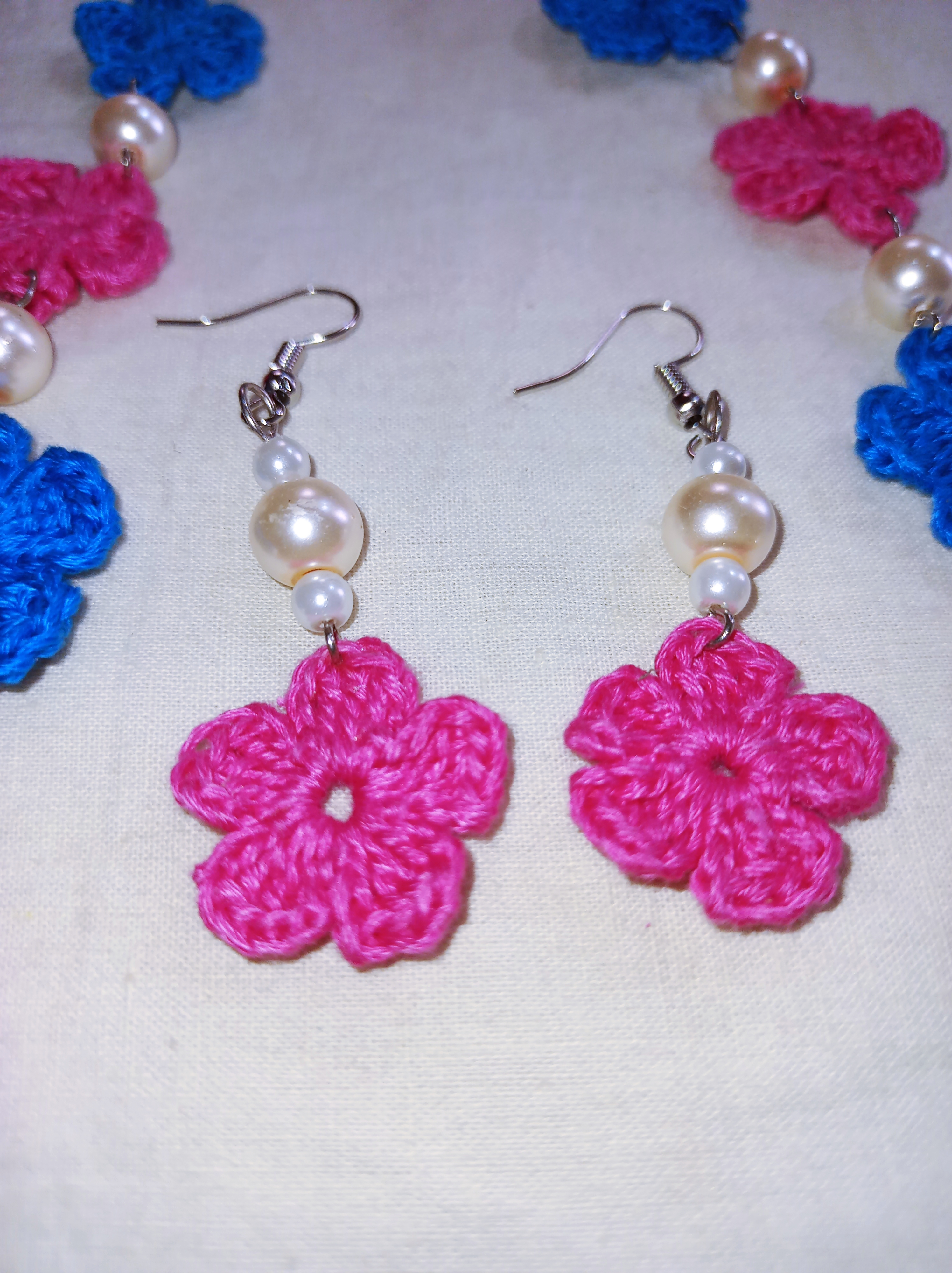 Crochet flower juellary set