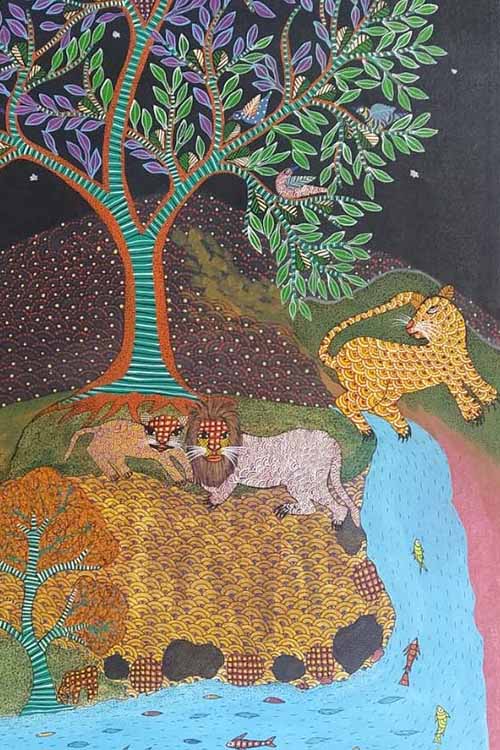 Gond painting A3 on canvas