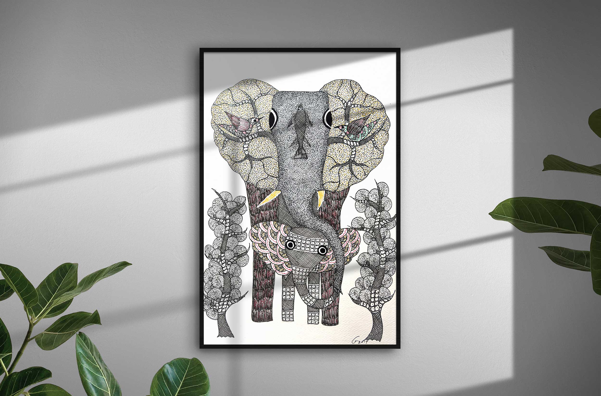 Gond painting A4 on canvas