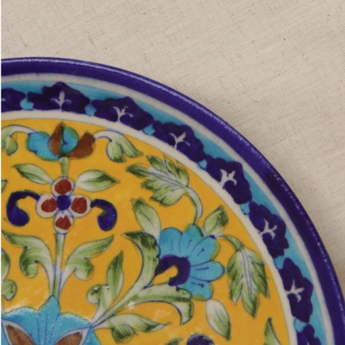 blue pottery plate small size