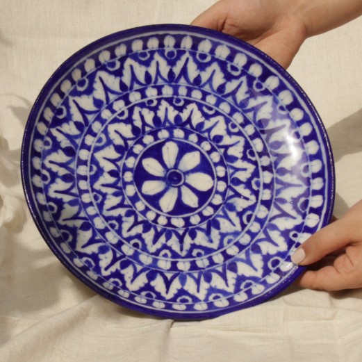 blue pottery plate large size