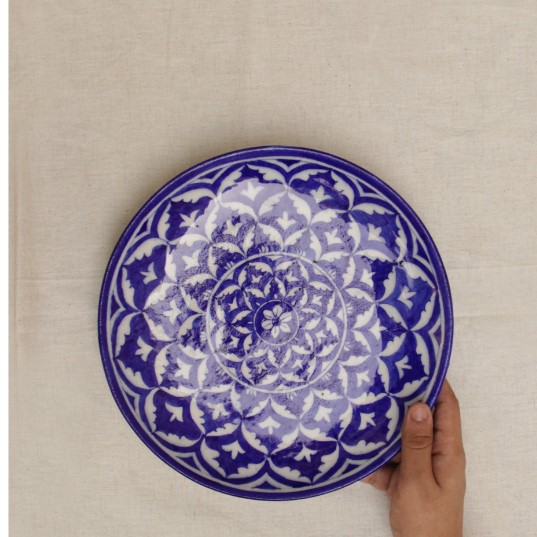 blue pottery plate medium size