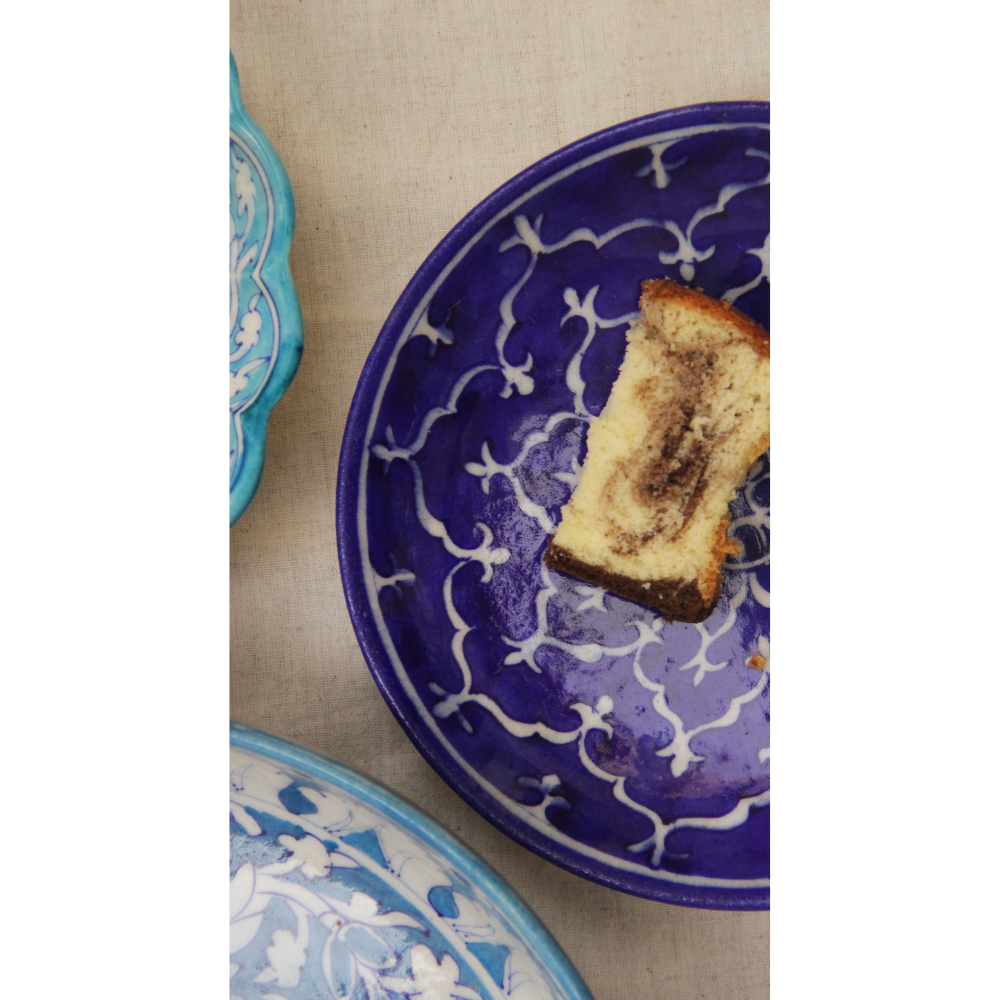 blue pottery plate large size