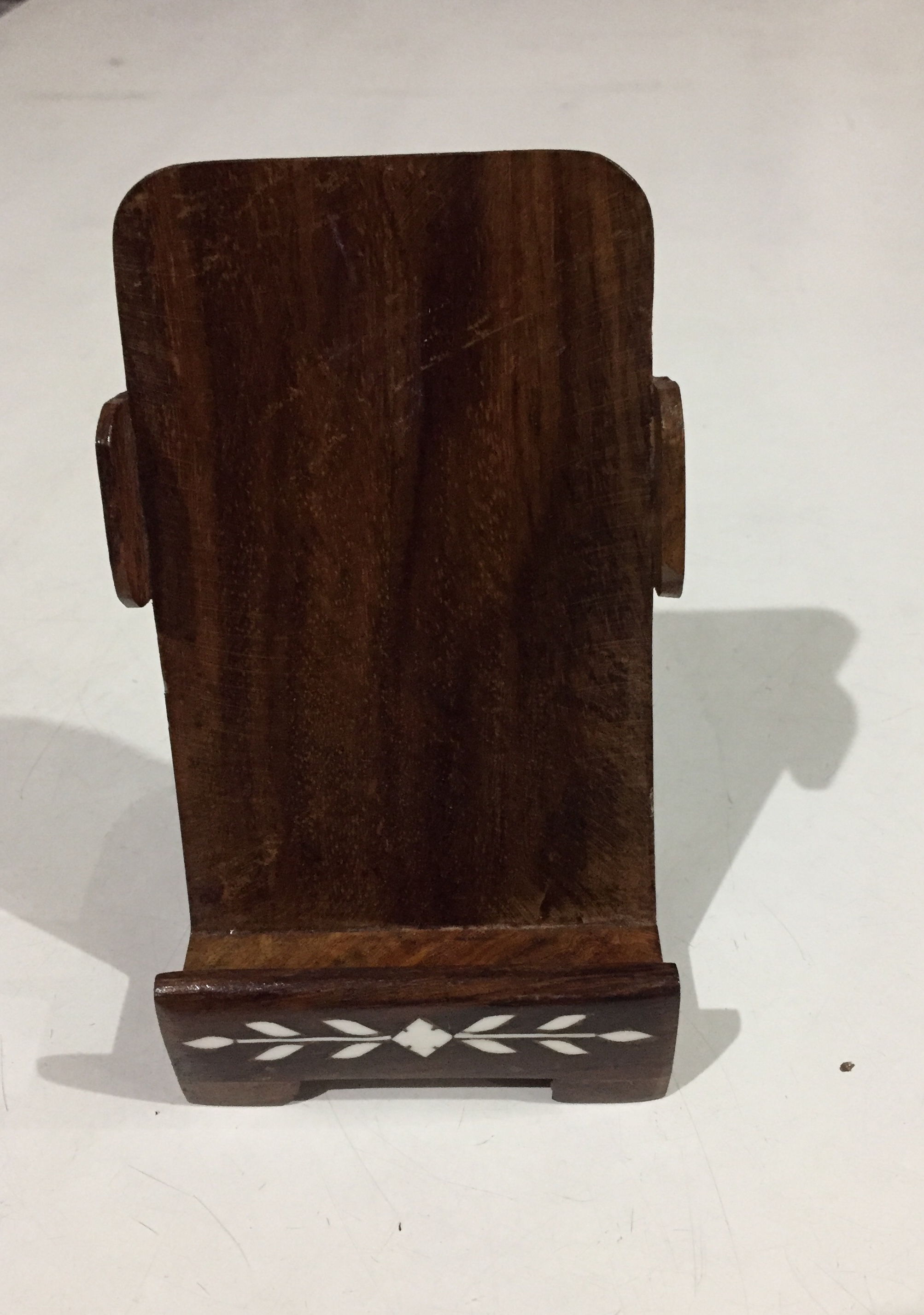 Wooden Mobile holder with fine inlay work.