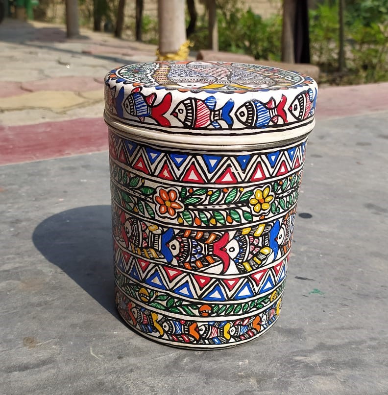 All Purpose Storage Container with Madhubani Painting allover
