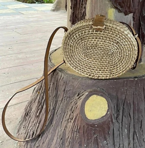Cane Flower Basket with Handle