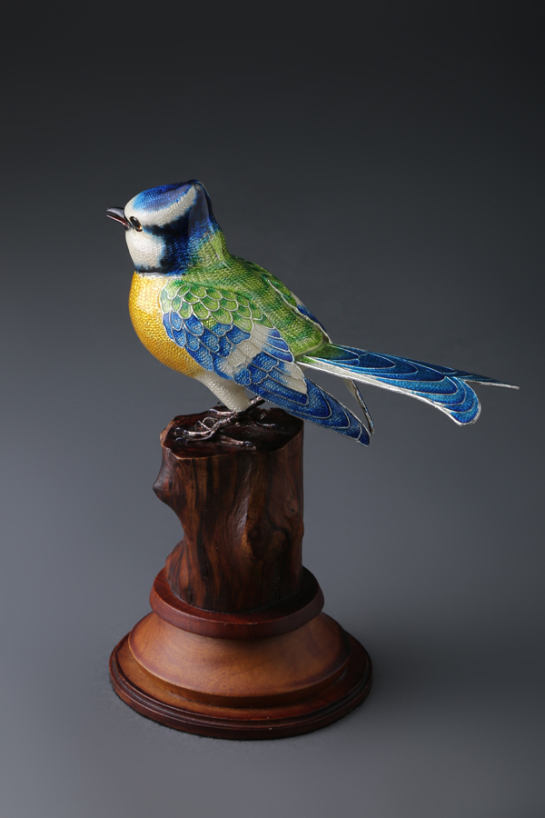 Copper Enamel Blue Tit Bird 7 inch