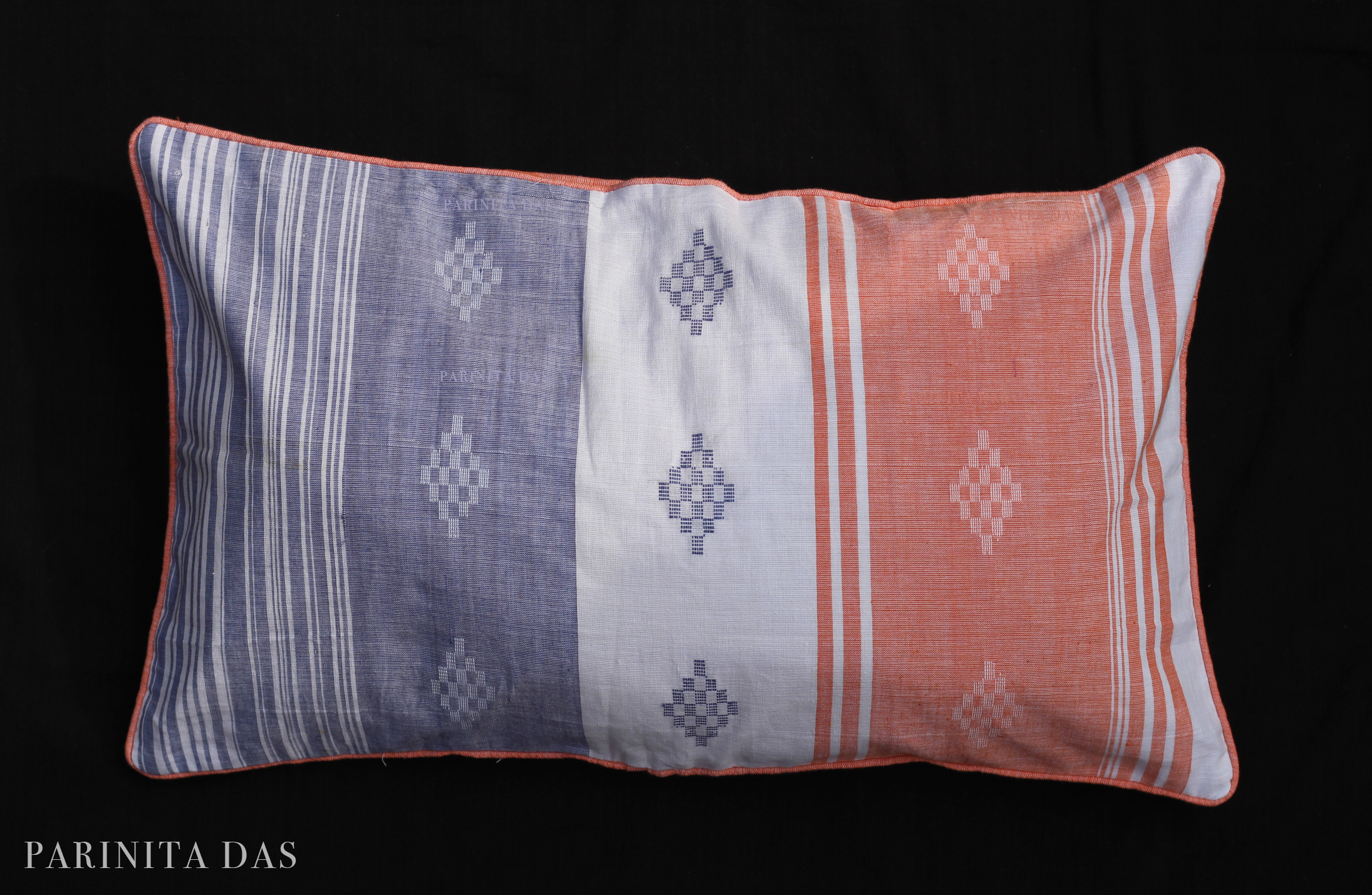 Dimond motif and stripes 100% cotton cushion