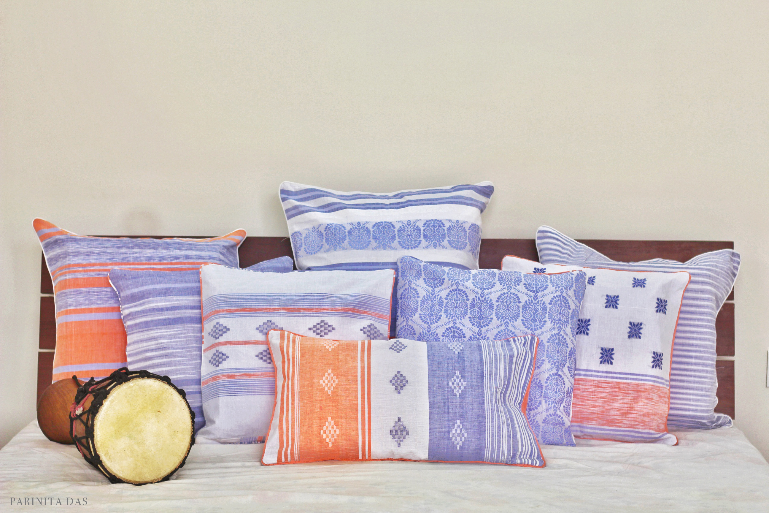 Dimond motif and stripes 100% cotton cushion