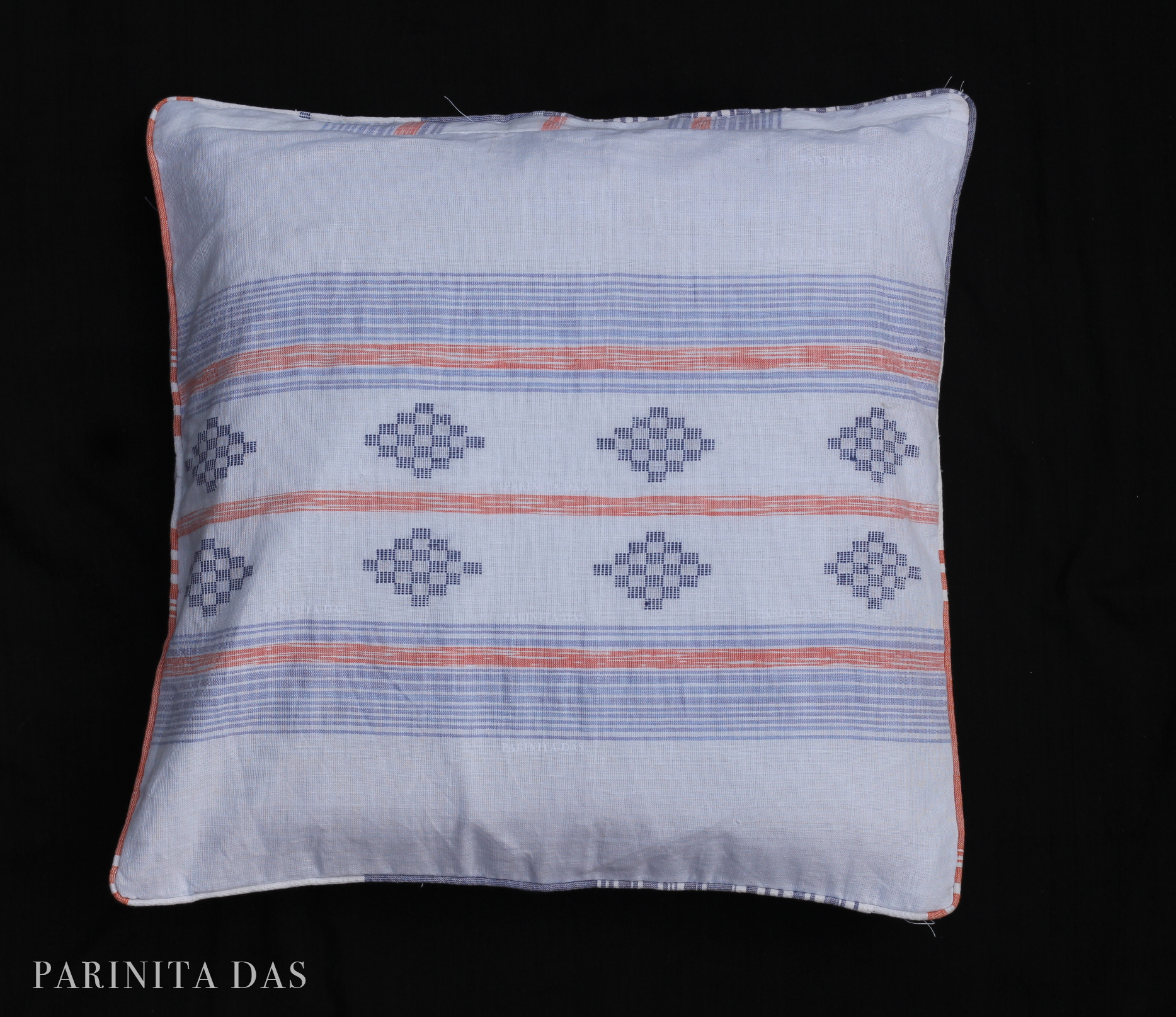 Dimond motif and stripes 100% cotton cushion