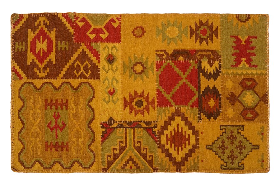HAND WOVEN WOOLEN OVERDYED PATCH KILIM