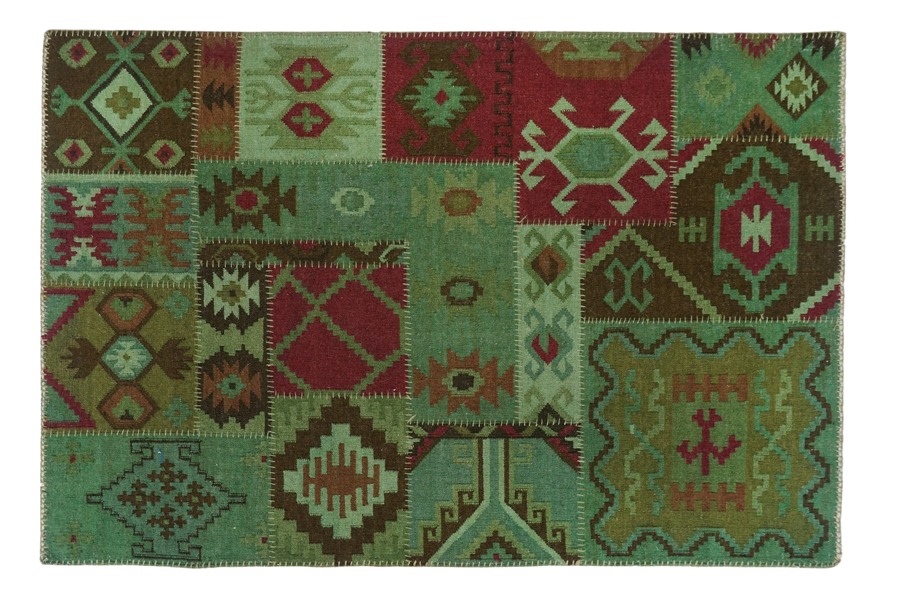 HAND WOVEN WOOLEN OVERDYED PATCH KILIM