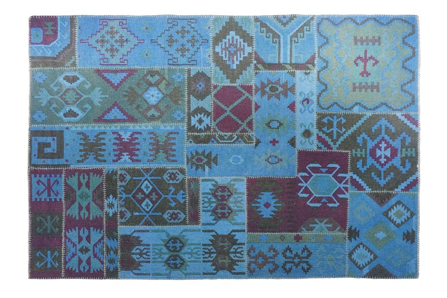 HAND WOVEN WOOLEN OVERDYED PATCH KILIM