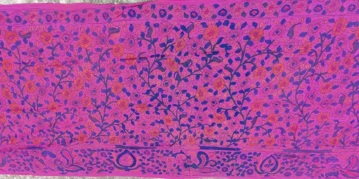 Handmade Muga Silk Kalamkari Saree