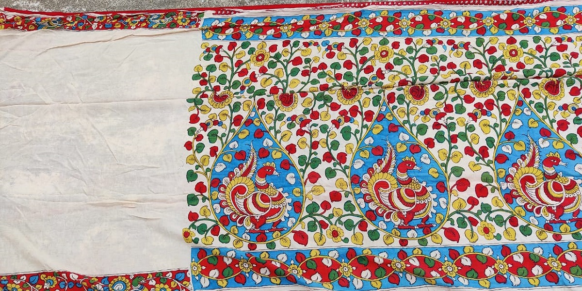 Handwoven Chanderi Silk Kalamkari Saree
