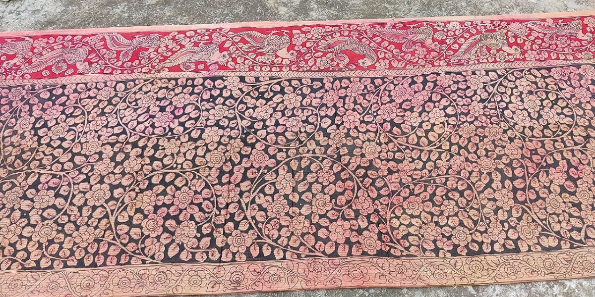 Handwoven Tussar Silk Kalamkari Saree
