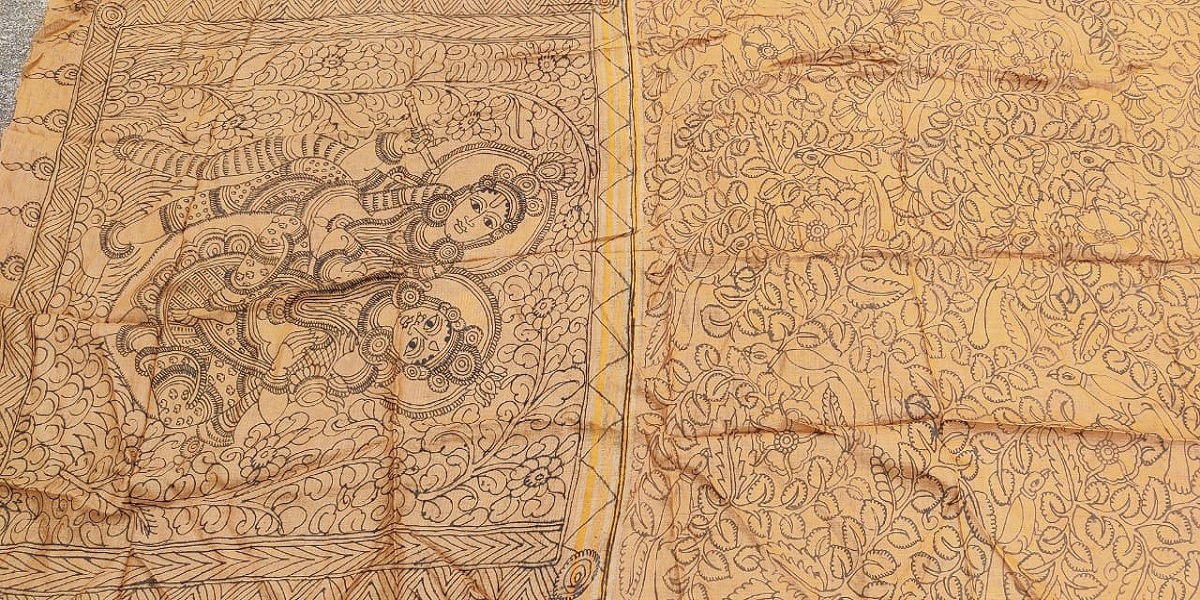 Handwoven Tussar Silk Kalamkari Saree