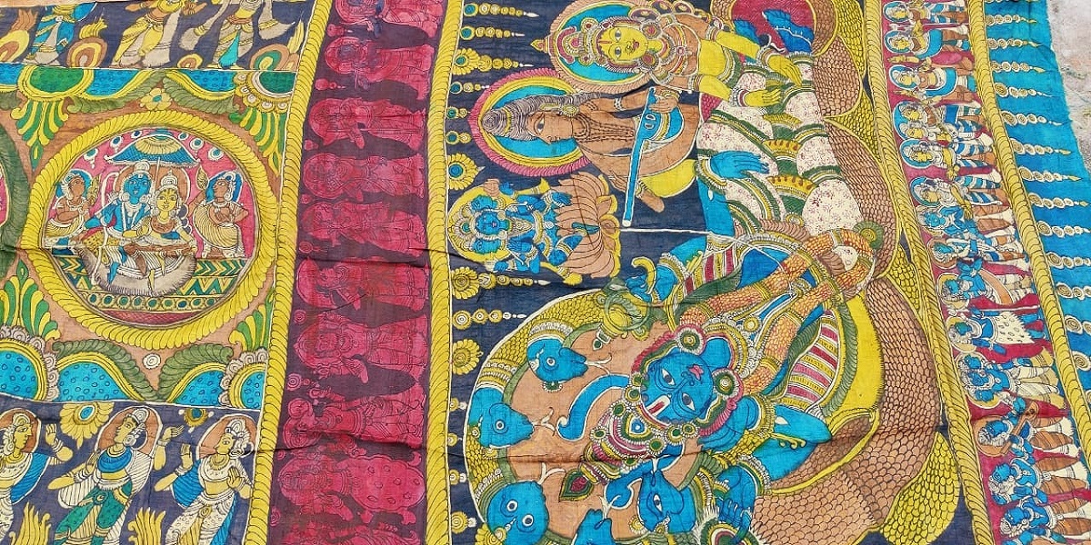 Handwoven Tussar Silk Kalamkari Saree
