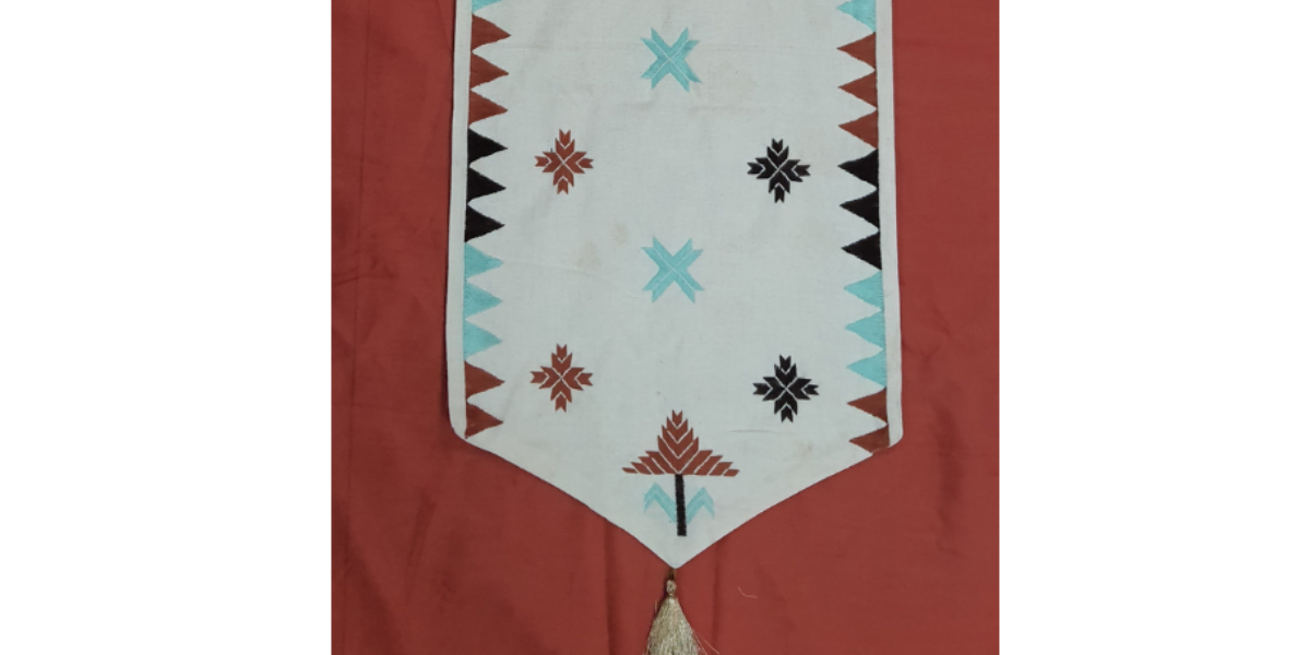 Nabha Phulkari  hand embroidered runner with phulkari motifs