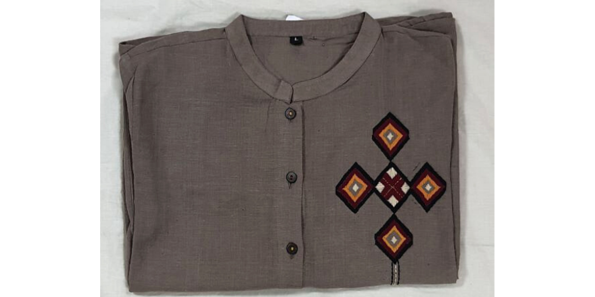 Nabha Phulkari hand embroidered Biege over shirt