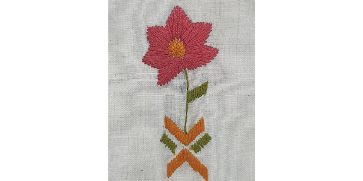 Nabha Phulkari hand embroidered offwhite cotton stole 