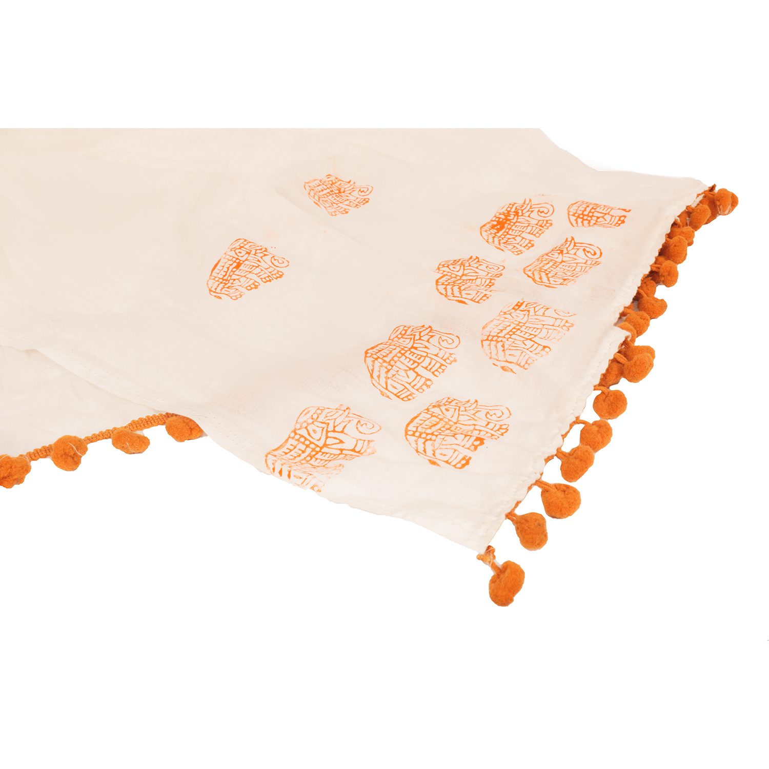 POTLI DIY Craft Kit (for All Ages) Block Print Your Own Dupatta - Elephant Design (Orange)