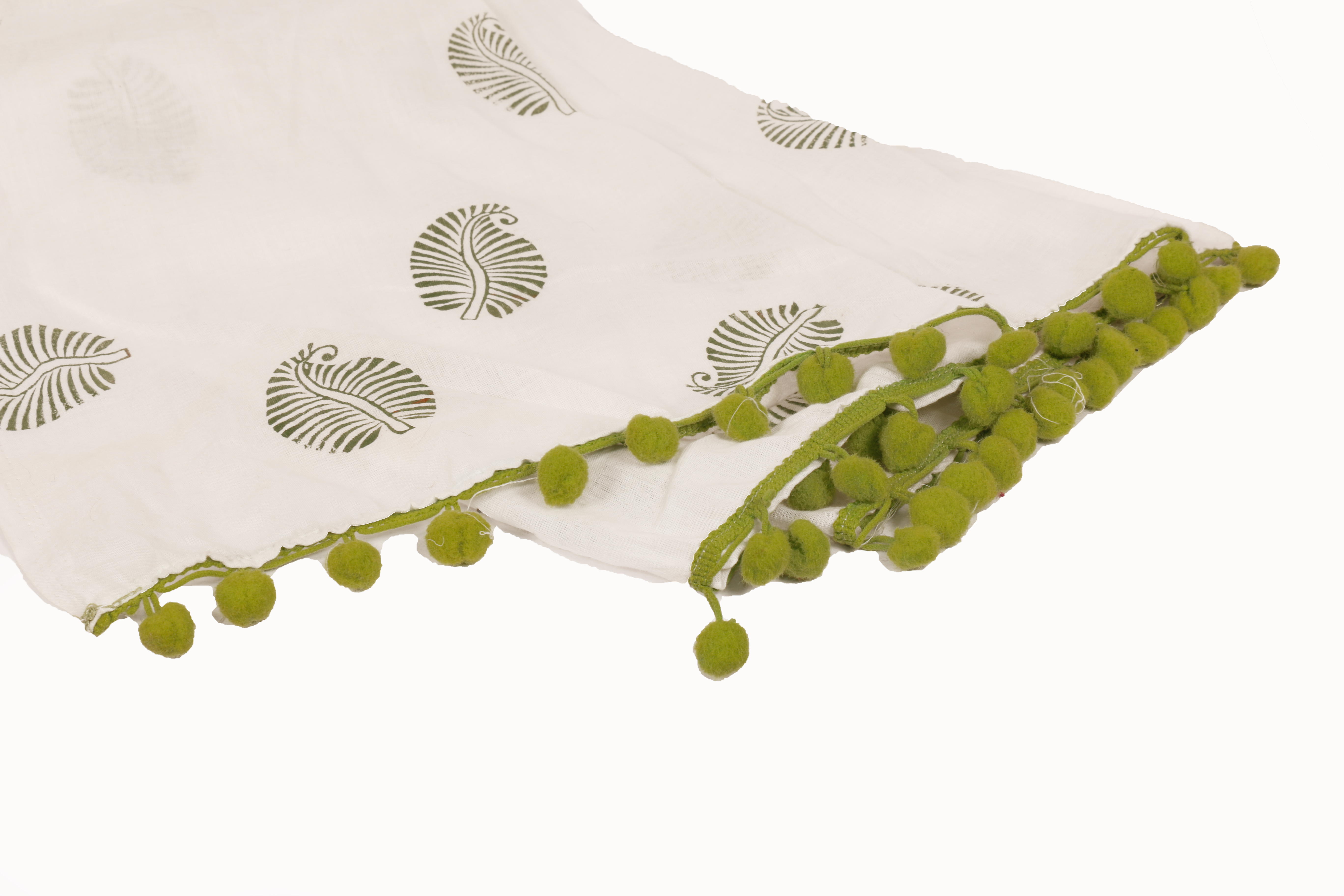 POTLI DIY Craft Kit (for All Ages) Block Print Your Own Dupatta - Leaf Design (Green)